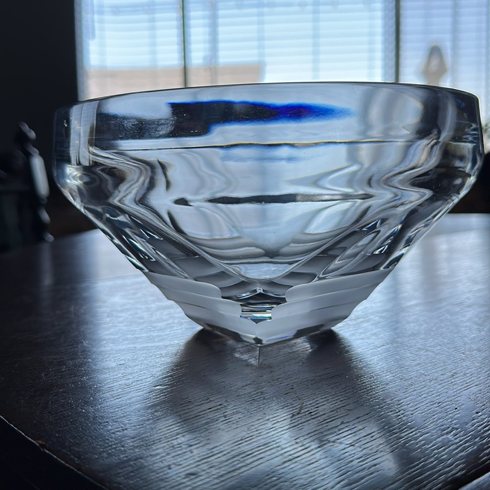 Stunning deco crystal vintage bowl. OFFEFORS home vibes. 8.5” W x 4.5” H. Heavy